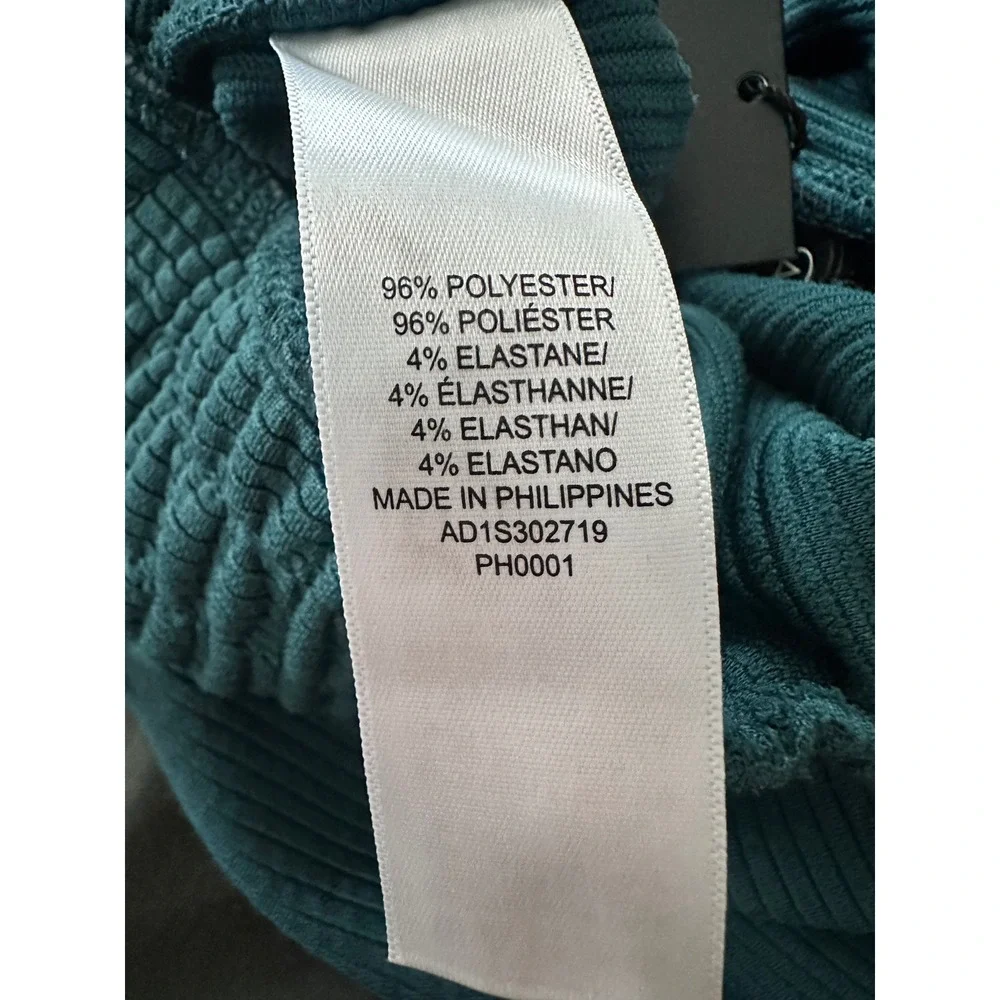Adrianna Papell Teal Blue Ribbed Wide Leg Pants Smocked Waist SM Flowy Elegant